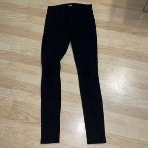 Black jeans with ripped knees